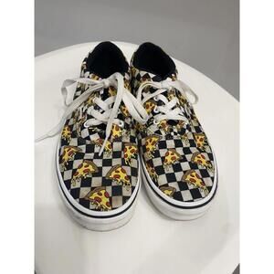 *SALE* Rare Vans Off Wall Pizza Party Lace UP Checkerboard Sneakers US Youth 5